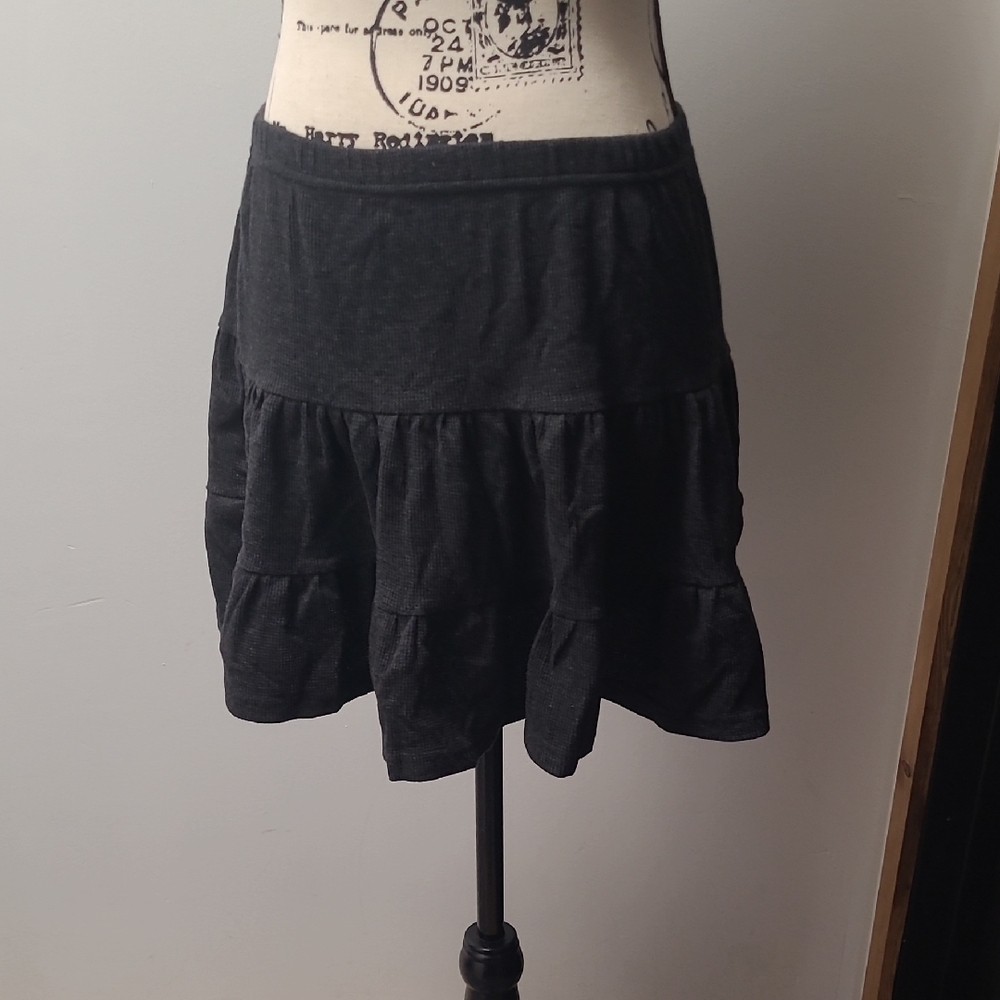 Charcoal Grqy Tiered Ruffle Mini Skirt
